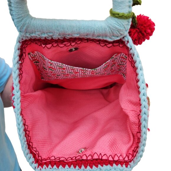 Handmade Crochet Cherry Pie Bag, Solid-Bottom Handbag, Baker's Purse, Coffee Fan - Picture 7 of 12